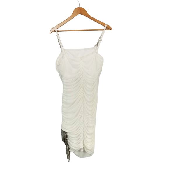 Fashion Nova NWT Women's Diamond Dreams Mesh Mini Dress Cream Size 1X - Picture 2 of 9